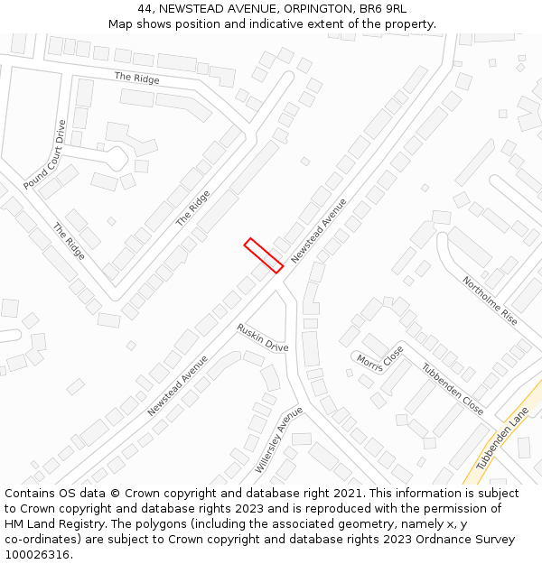 44, NEWSTEAD AVENUE, ORPINGTON, BR6 9RL: Location map and indicative extent of plot