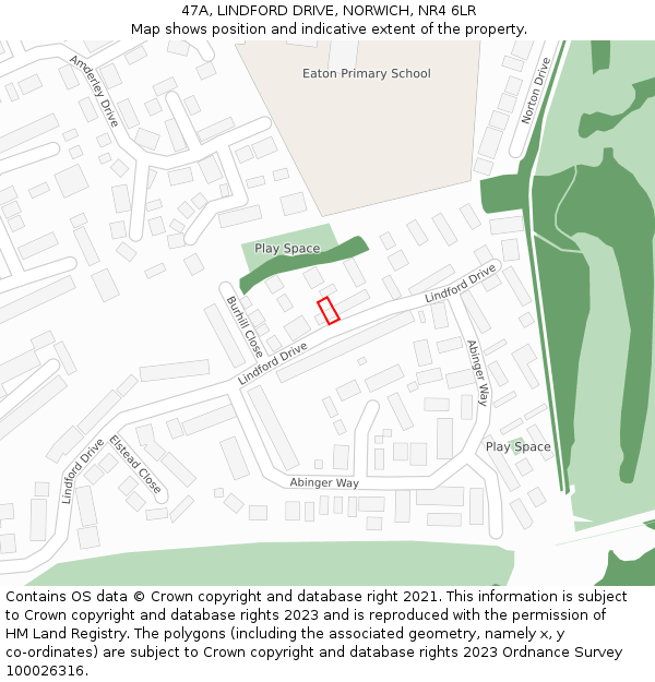 47A, LINDFORD DRIVE, NORWICH, NR4 6LR: Location map and indicative extent of plot