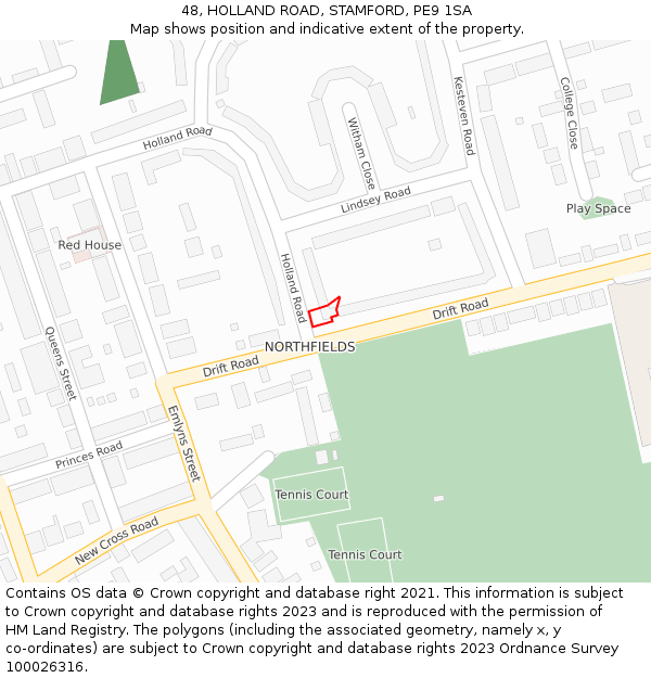 48, HOLLAND ROAD, STAMFORD, PE9 1SA: Location map and indicative extent of plot