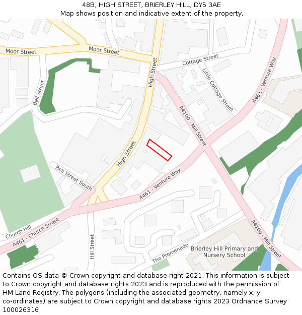 48B, HIGH STREET, BRIERLEY HILL, DY5 3AE: Location map and indicative extent of plot