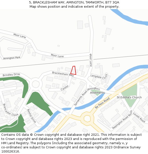 5, BRACKLESHAM WAY, AMINGTON, TAMWORTH, B77 3QA: Location map and indicative extent of plot