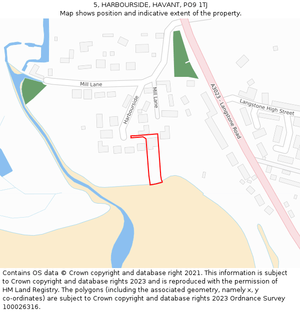 5, HARBOURSIDE, HAVANT, PO9 1TJ: Location map and indicative extent of plot