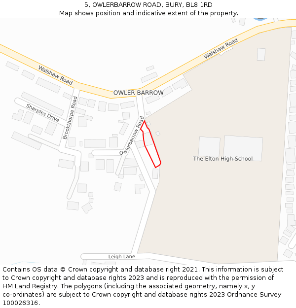 5, OWLERBARROW ROAD, BURY, BL8 1RD: Location map and indicative extent of plot