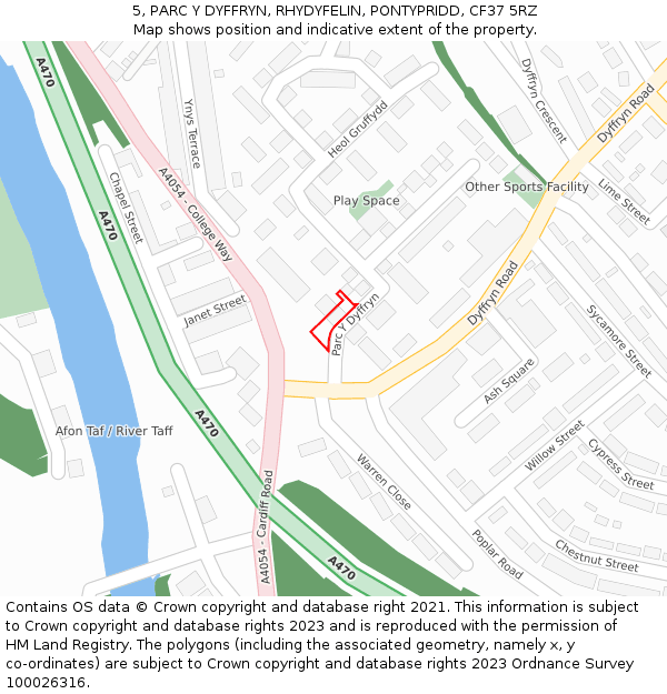 5, PARC Y DYFFRYN, RHYDYFELIN, PONTYPRIDD, CF37 5RZ: Location map and indicative extent of plot