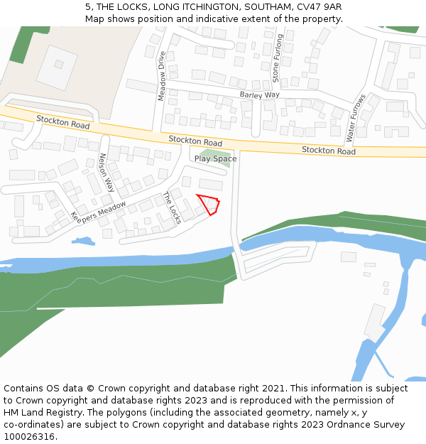5, THE LOCKS, LONG ITCHINGTON, SOUTHAM, CV47 9AR: Location map and indicative extent of plot