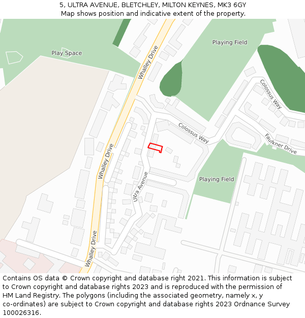 5, ULTRA AVENUE, BLETCHLEY, MILTON KEYNES, MK3 6GY: Location map and indicative extent of plot