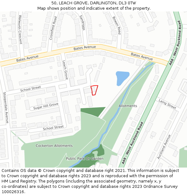 50, LEACH GROVE, DARLINGTON, DL3 0TW: Location map and indicative extent of plot