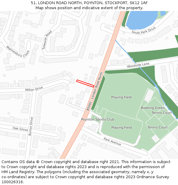 51, LONDON ROAD NORTH, POYNTON, STOCKPORT, SK12 1AF: Location map and indicative extent of plot