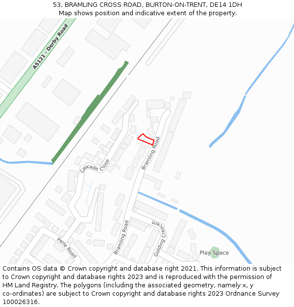 53, BRAMLING CROSS ROAD, BURTON-ON-TRENT, DE14 1DH: Location map and indicative extent of plot