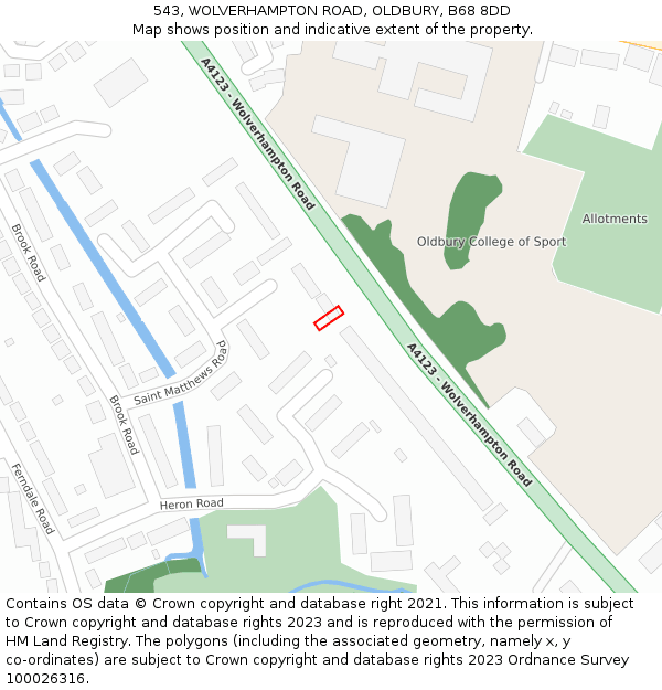 543, WOLVERHAMPTON ROAD, OLDBURY, B68 8DD: Location map and indicative extent of plot