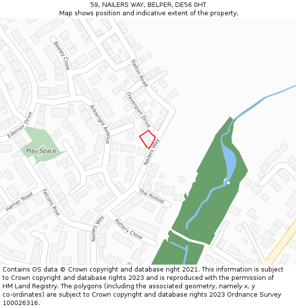 59, NAILERS WAY, BELPER, DE56 0HT: Location map and indicative extent of plot