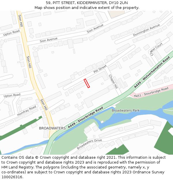 59, PITT STREET, KIDDERMINSTER, DY10 2UN: Location map and indicative extent of plot