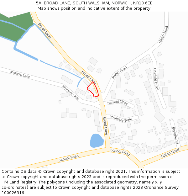 5A, BROAD LANE, SOUTH WALSHAM, NORWICH, NR13 6EE: Location map and indicative extent of plot