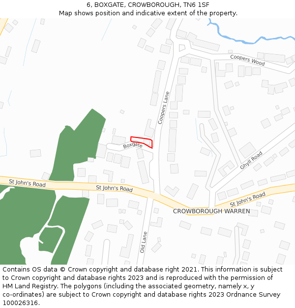 6, BOXGATE, CROWBOROUGH, TN6 1SF: Location map and indicative extent of plot