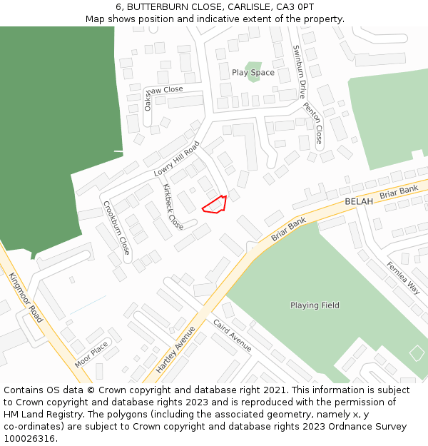 6, BUTTERBURN CLOSE, CARLISLE, CA3 0PT: Location map and indicative extent of plot