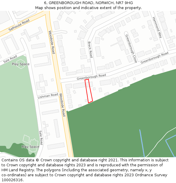 6, GREENBOROUGH ROAD, NORWICH, NR7 9HG: Location map and indicative extent of plot