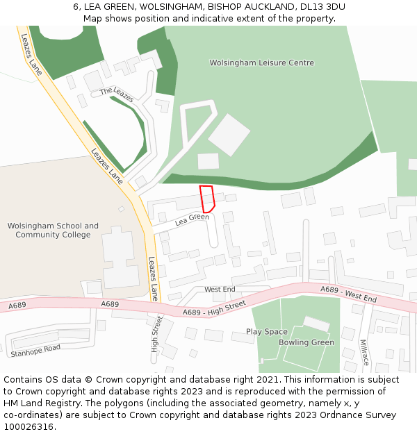 6, LEA GREEN, WOLSINGHAM, BISHOP AUCKLAND, DL13 3DU: Location map and indicative extent of plot