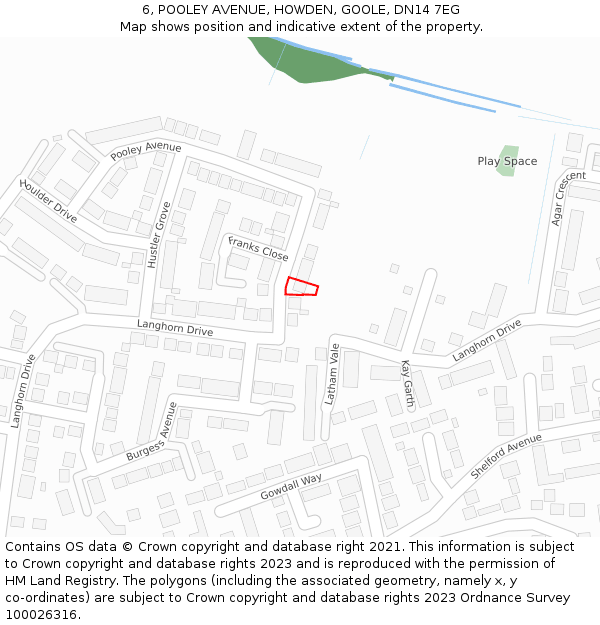 6, POOLEY AVENUE, HOWDEN, GOOLE, DN14 7EG: Location map and indicative extent of plot