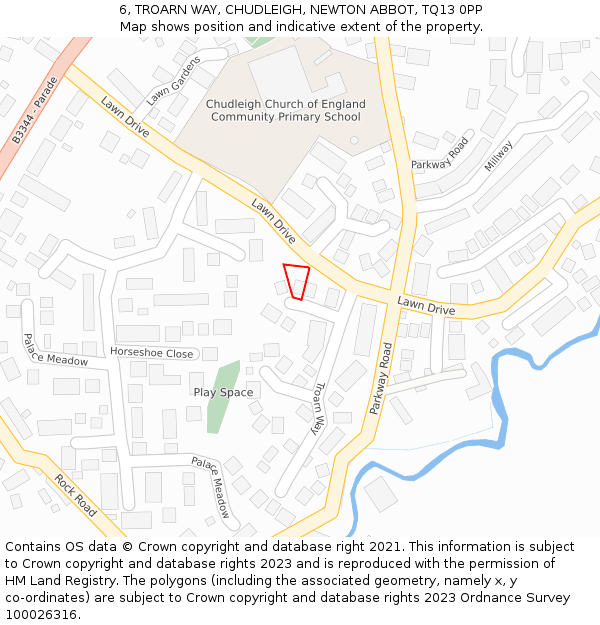 6, TROARN WAY, CHUDLEIGH, NEWTON ABBOT, TQ13 0PP: Location map and indicative extent of plot