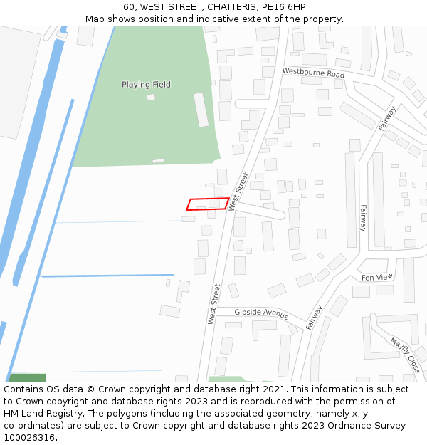 60, WEST STREET, CHATTERIS, PE16 6HP: Location map and indicative extent of plot