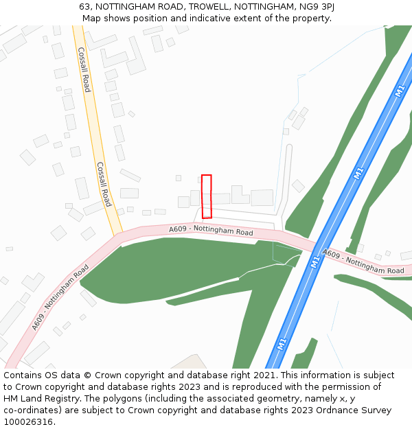 63, NOTTINGHAM ROAD, TROWELL, NOTTINGHAM, NG9 3PJ: Location map and indicative extent of plot
