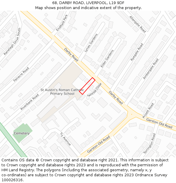 68, DARBY ROAD, LIVERPOOL, L19 9DF: Location map and indicative extent of plot