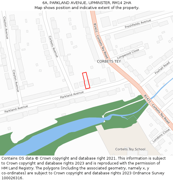 6A, PARKLAND AVENUE, UPMINSTER, RM14 2HA: Location map and indicative extent of plot