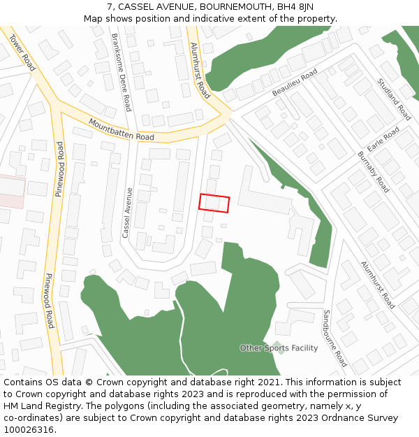 7, CASSEL AVENUE, BOURNEMOUTH, BH4 8JN: Location map and indicative extent of plot