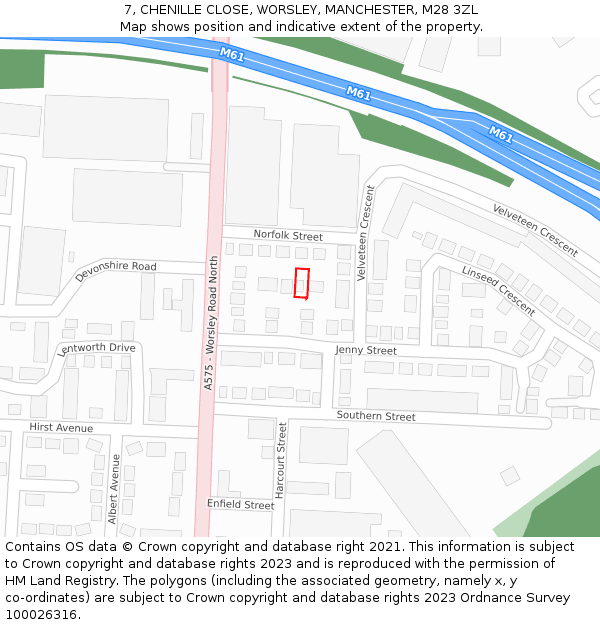 7, CHENILLE CLOSE, WORSLEY, MANCHESTER, M28 3ZL: Location map and indicative extent of plot