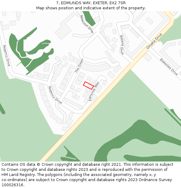 7, EDMUNDS WAY, EXETER, EX2 7SR: Location map and indicative extent of plot