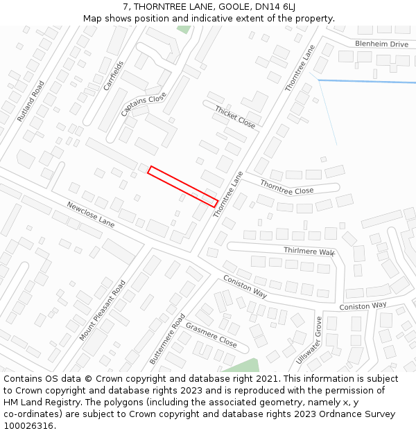 7, THORNTREE LANE, GOOLE, DN14 6LJ: Location map and indicative extent of plot