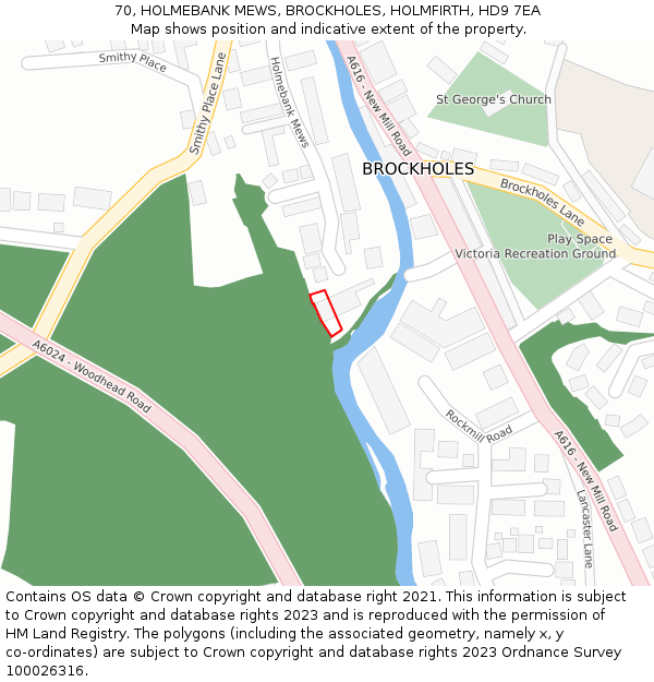 70, HOLMEBANK MEWS, BROCKHOLES, HOLMFIRTH, HD9 7EA: Location map and indicative extent of plot
