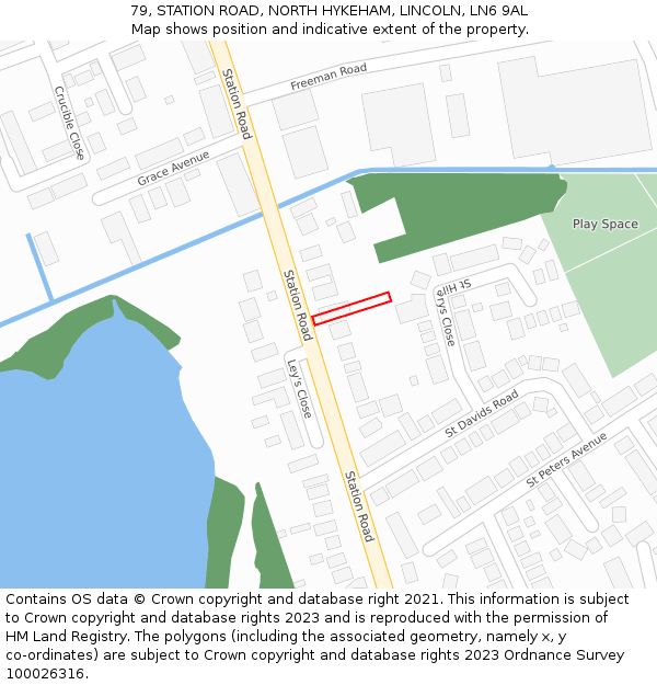 79, STATION ROAD, NORTH HYKEHAM, LINCOLN, LN6 9AL: Location map and indicative extent of plot
