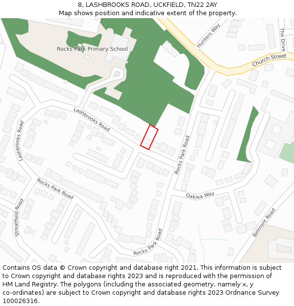 8, LASHBROOKS ROAD, UCKFIELD, TN22 2AY: Location map and indicative extent of plot