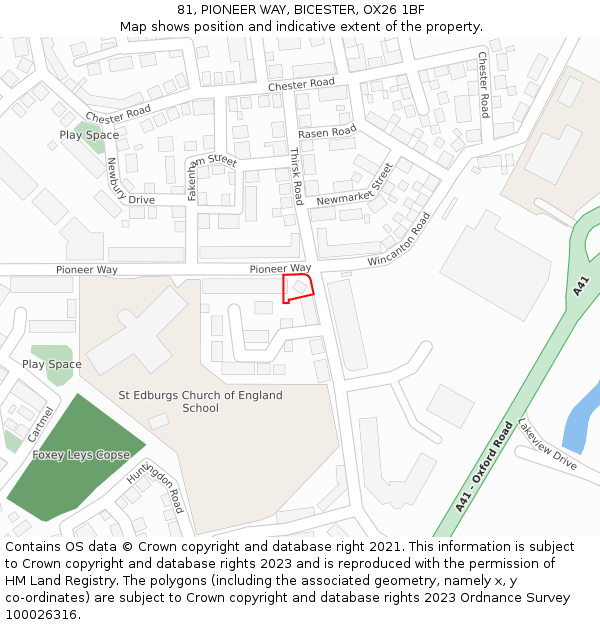 81, PIONEER WAY, BICESTER, OX26 1BF: Location map and indicative extent of plot