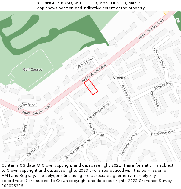 81, RINGLEY ROAD, WHITEFIELD, MANCHESTER, M45 7LH: Location map and indicative extent of plot