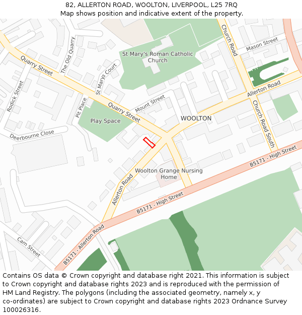 82, ALLERTON ROAD, WOOLTON, LIVERPOOL, L25 7RQ: Location map and indicative extent of plot
