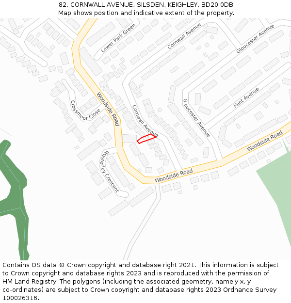 82, CORNWALL AVENUE, SILSDEN, KEIGHLEY, BD20 0DB: Location map and indicative extent of plot