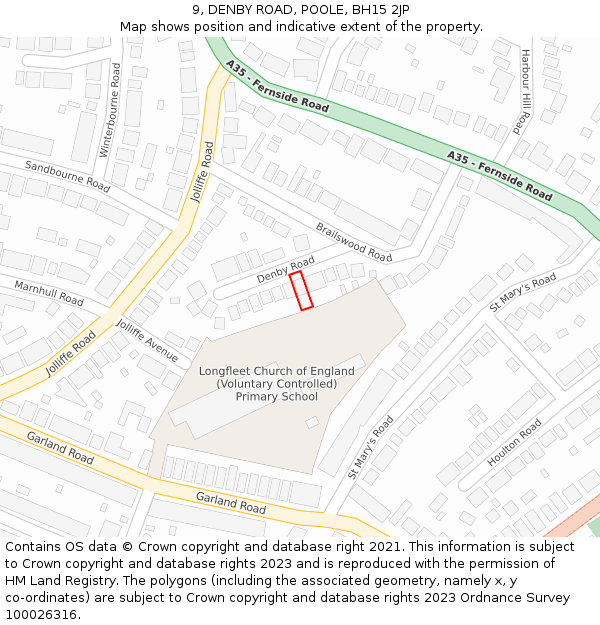 9, DENBY ROAD, POOLE, BH15 2JP: Location map and indicative extent of plot