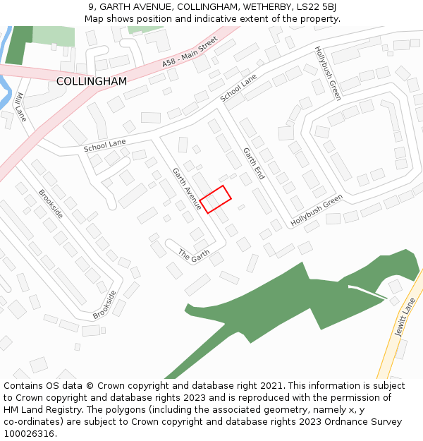 9, GARTH AVENUE, COLLINGHAM, WETHERBY, LS22 5BJ: Location map and indicative extent of plot