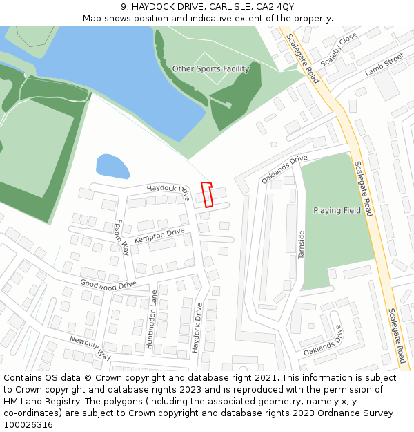 9, HAYDOCK DRIVE, CARLISLE, CA2 4QY: Location map and indicative extent of plot