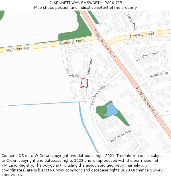 9, KENNETT WAY, EMSWORTH, PO10 7FB: Location map and indicative extent of plot