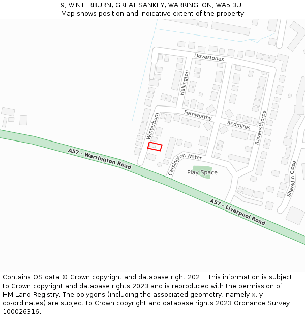 9, WINTERBURN, GREAT SANKEY, WARRINGTON, WA5 3UT: Location map and indicative extent of plot