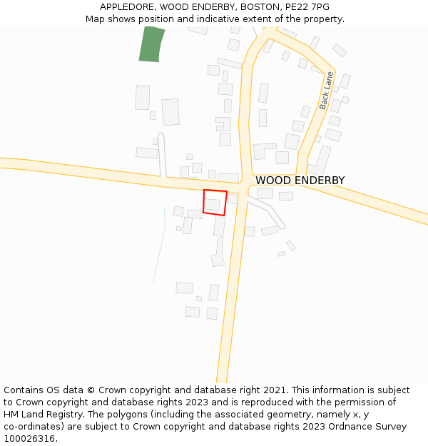 APPLEDORE, WOOD ENDERBY, BOSTON, PE22 7PG: Location map and indicative extent of plot