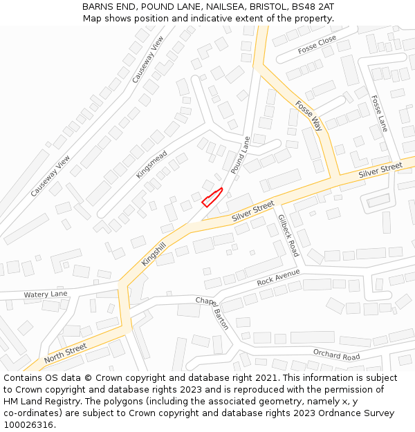 BARNS END, POUND LANE, NAILSEA, BRISTOL, BS48 2AT: Location map and indicative extent of plot