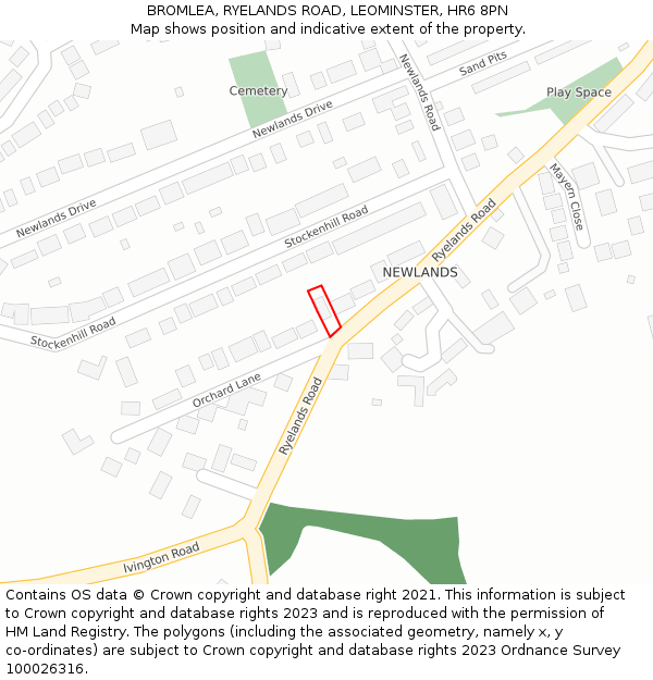BROMLEA, RYELANDS ROAD, LEOMINSTER, HR6 8PN: Location map and indicative extent of plot