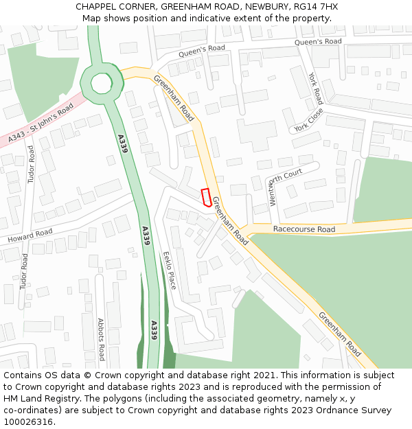 CHAPPEL CORNER, GREENHAM ROAD, NEWBURY, RG14 7HX: Location map and indicative extent of plot