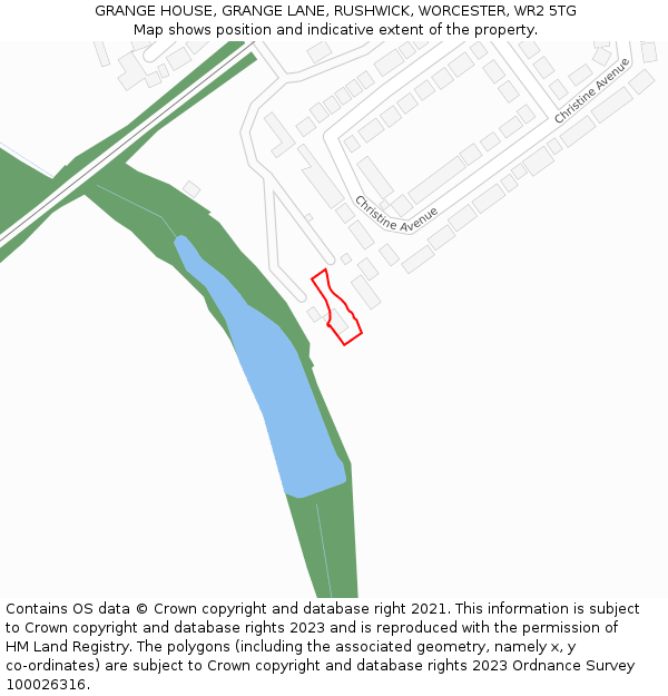 GRANGE HOUSE, GRANGE LANE, RUSHWICK, WORCESTER, WR2 5TG: Location map and indicative extent of plot