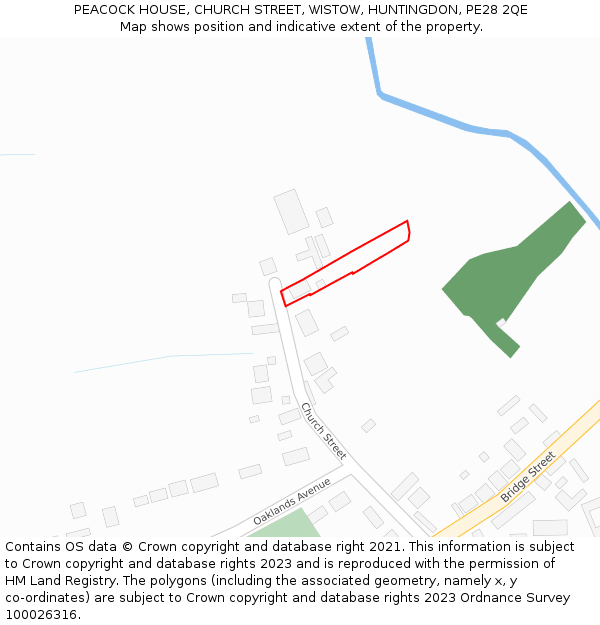 PEACOCK HOUSE, CHURCH STREET, WISTOW, HUNTINGDON, PE28 2QE: Location map and indicative extent of plot