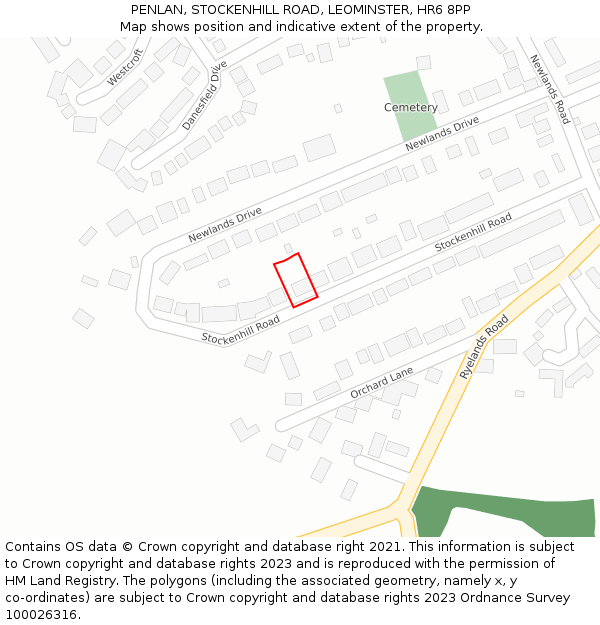 PENLAN, STOCKENHILL ROAD, LEOMINSTER, HR6 8PP: Location map and indicative extent of plot